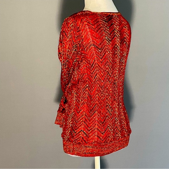 INC International Concepts Sm Red, Black, Silver Metallic Sweater, Cowl Neck - Picture 11 of 16